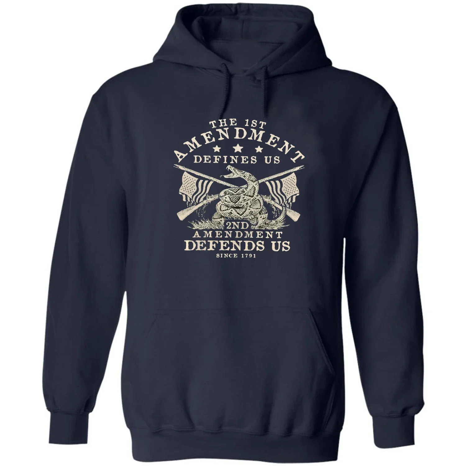 First Amendment Defines Us The Second Defends Us Pullover Hoodie Comfortable Cotton Casual Mens Sweatshirt Retro Streetwear