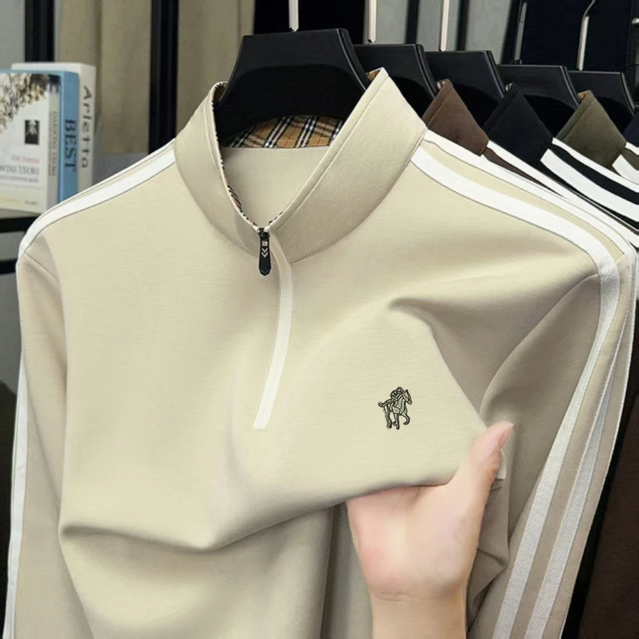 

2026 Spring New Fashionable Trendy Men's Long Sleeve T-shirt Loose Daily Casual Personalized Men's Polo Shirt