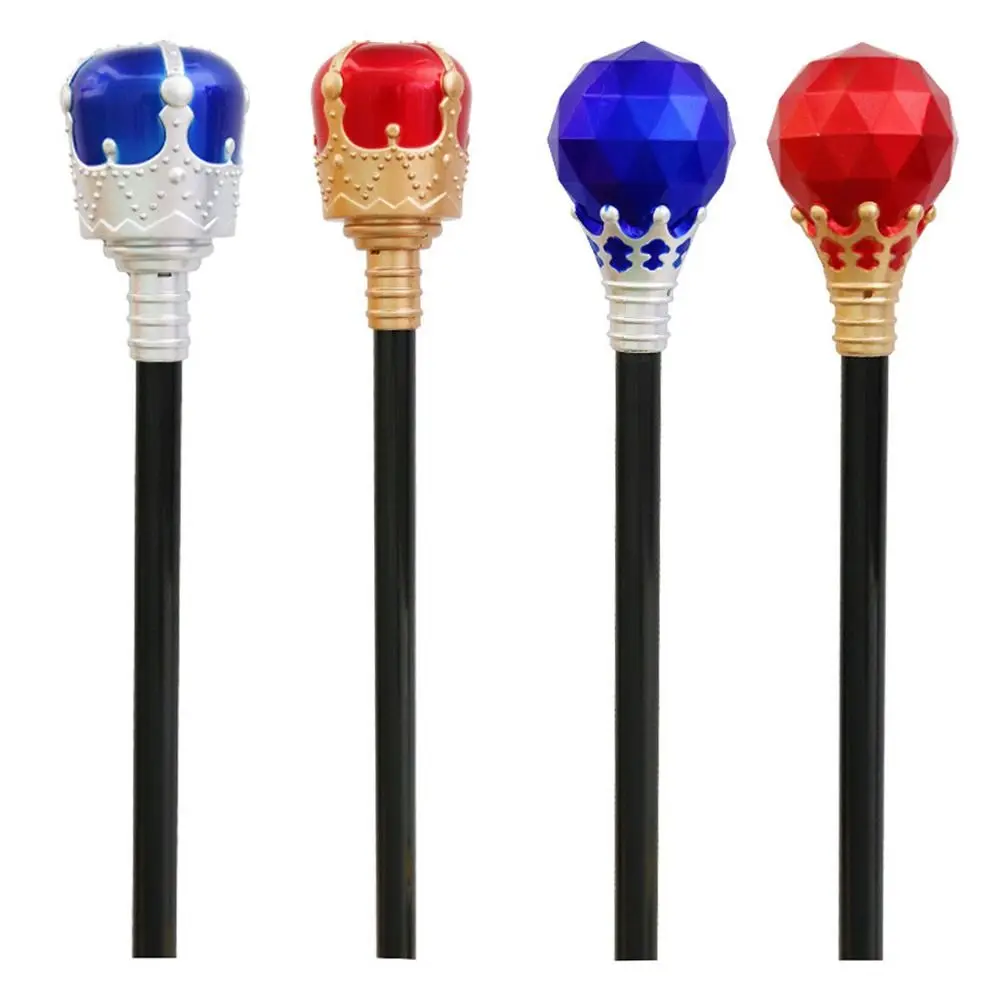 Red/Blue King Queen Scepter Durable Plastic Performance Hand Wand Halloween Dress Up Cosplay Props Princess Prince Cane Gril