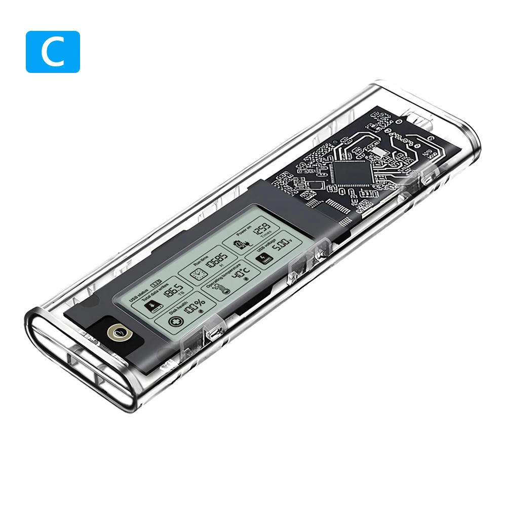 M.2NVME/NGFF Detecção de saúde digital inteligente Multi-purpose Typc3.2 Caixa de disco rígido Display digital Caixa de unidade SL-TN10-P-AC