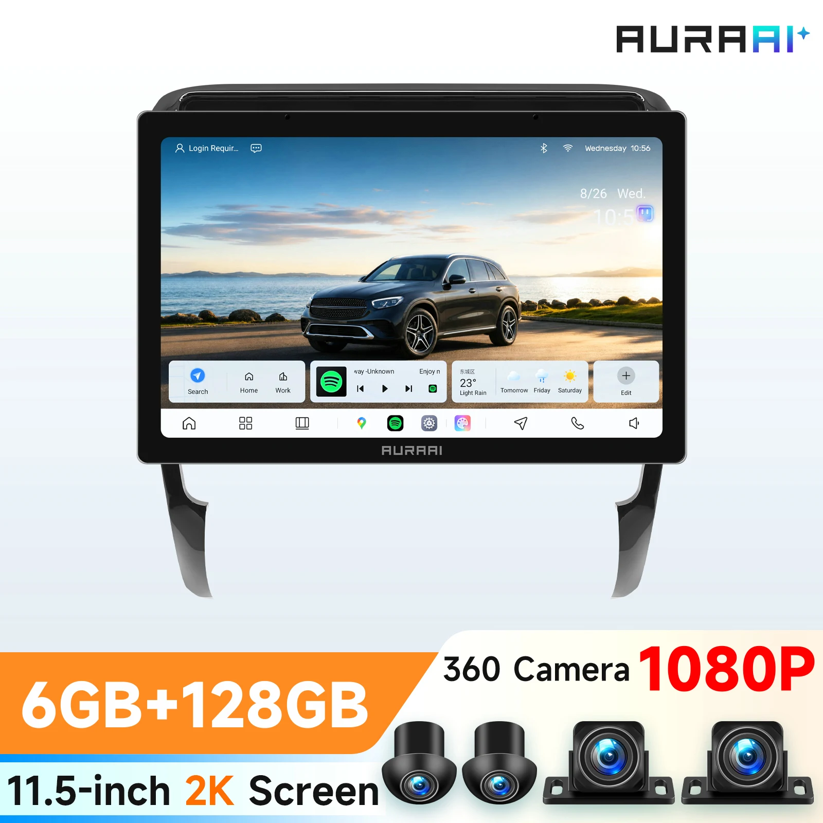 AURAAI 7870 ADAS 360-Kamera Carplay Android Auto Radio für Porsche Cayenne 2002 - 2010 Multimedia-Player GPS-Navigation Stereo 2DIN RDS DSP 4G Wifi BT 2K Intelligenter Bildschirm Head Unit