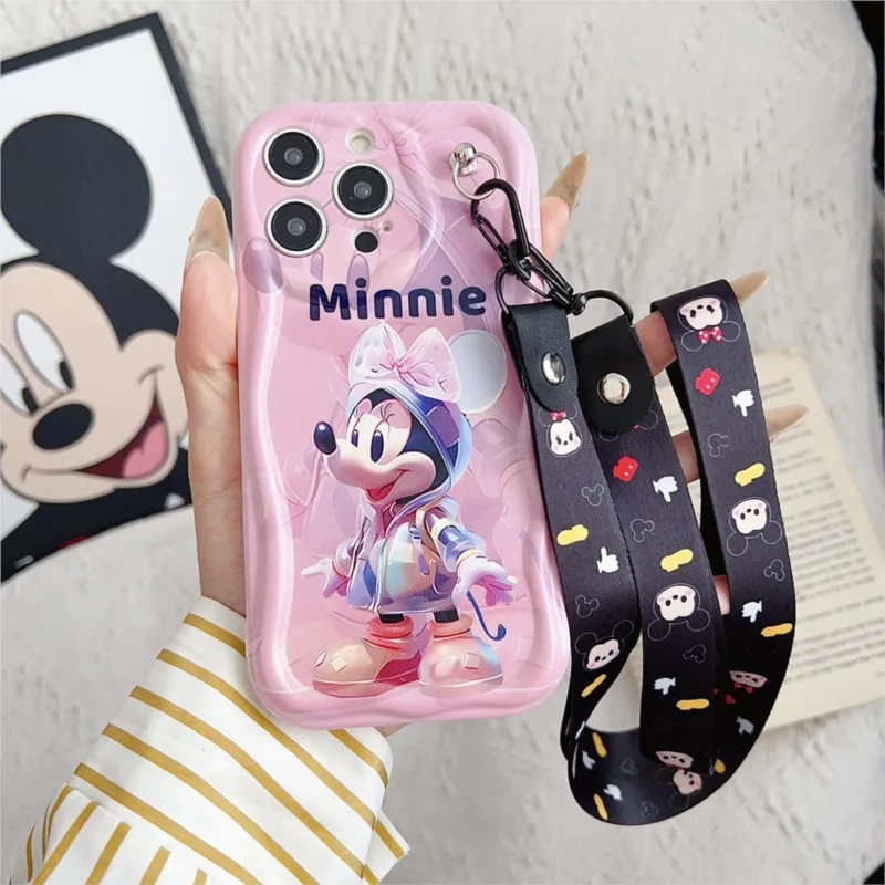 Disney Cute Mickey Minnie 3D cartoon Phone Case with lanyard For Samsung Galaxy A06 A16 A26 A36 A56 A07 A17 protective cover