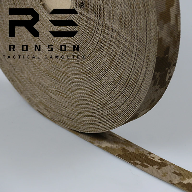 Tali nilon taktis anyaman AOR1 camo 25mm anyaman kamuflase untuk ransel luar ruangan 25mm sepatu olahraga sepatu anjing dicetak