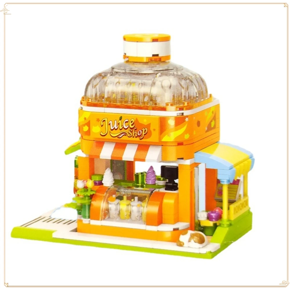 

Keeppley Cute Street View Shop Building Blocks Juice Cake Shop Assembling Houses in Animal Towns Cute Exquisite Birthday Gift