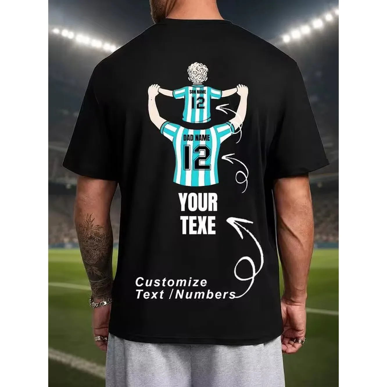 Custom Plus Size Father & Son Casual T-Shirt - Input Your Favorite Text, Canada Jointly Hosted Sports