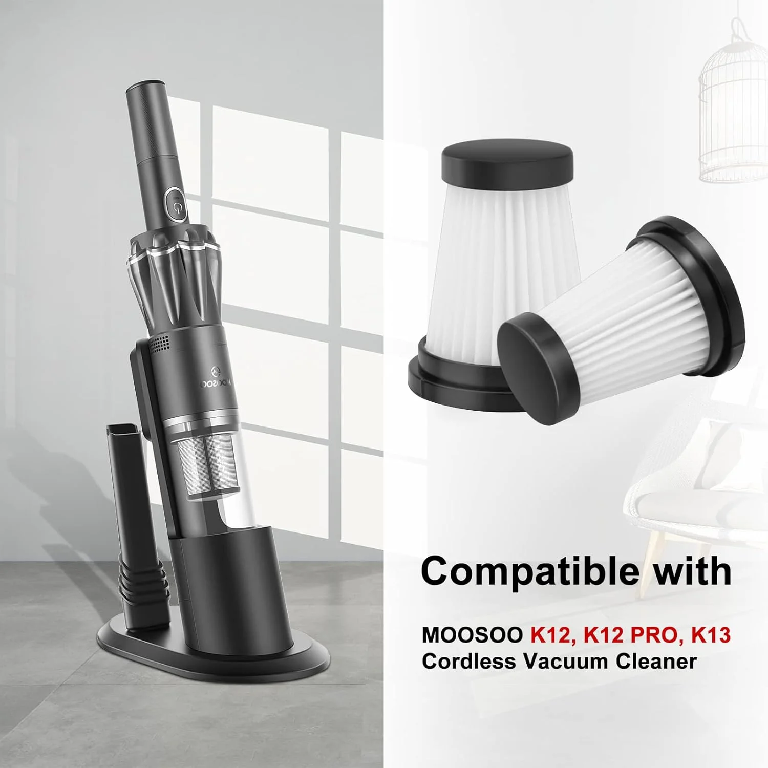 Paquete de 8 piezas de filtros HEPA para aspiradora inalámbrica K12 K12 K13, filtro de accesorios lavables