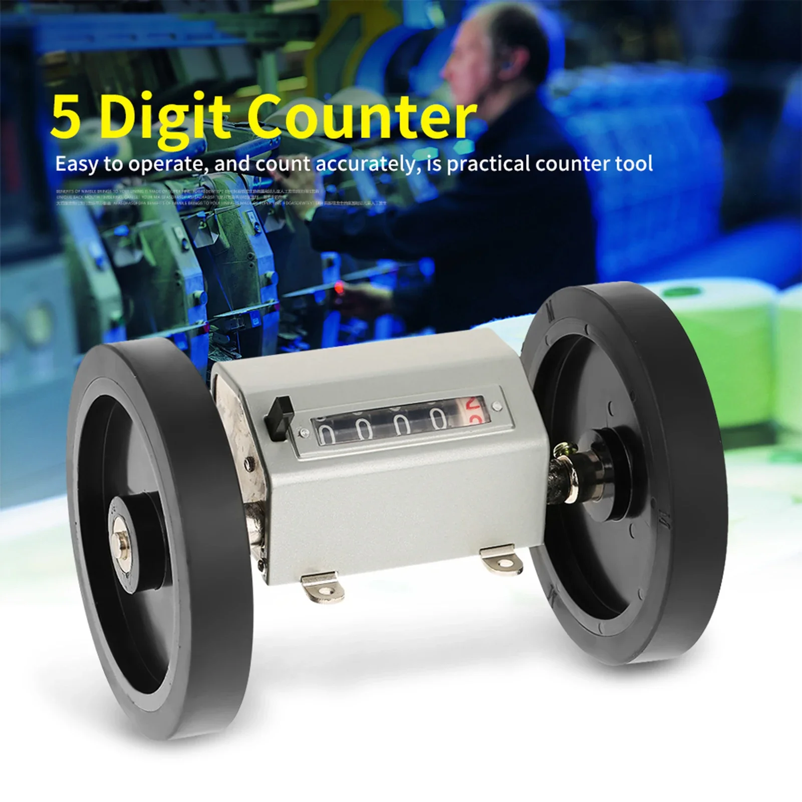 Mechanical 5 Digit Length Measuring Wheel 0-9999.9 Range Resettable 350RPM Industrial Measuring Tool