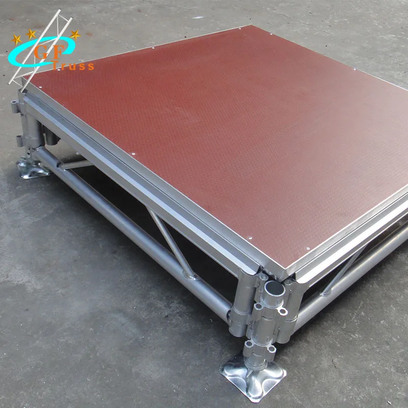 Outdoor Events Customized Red Color Aluminum Portable Stage Equipment with Stairs