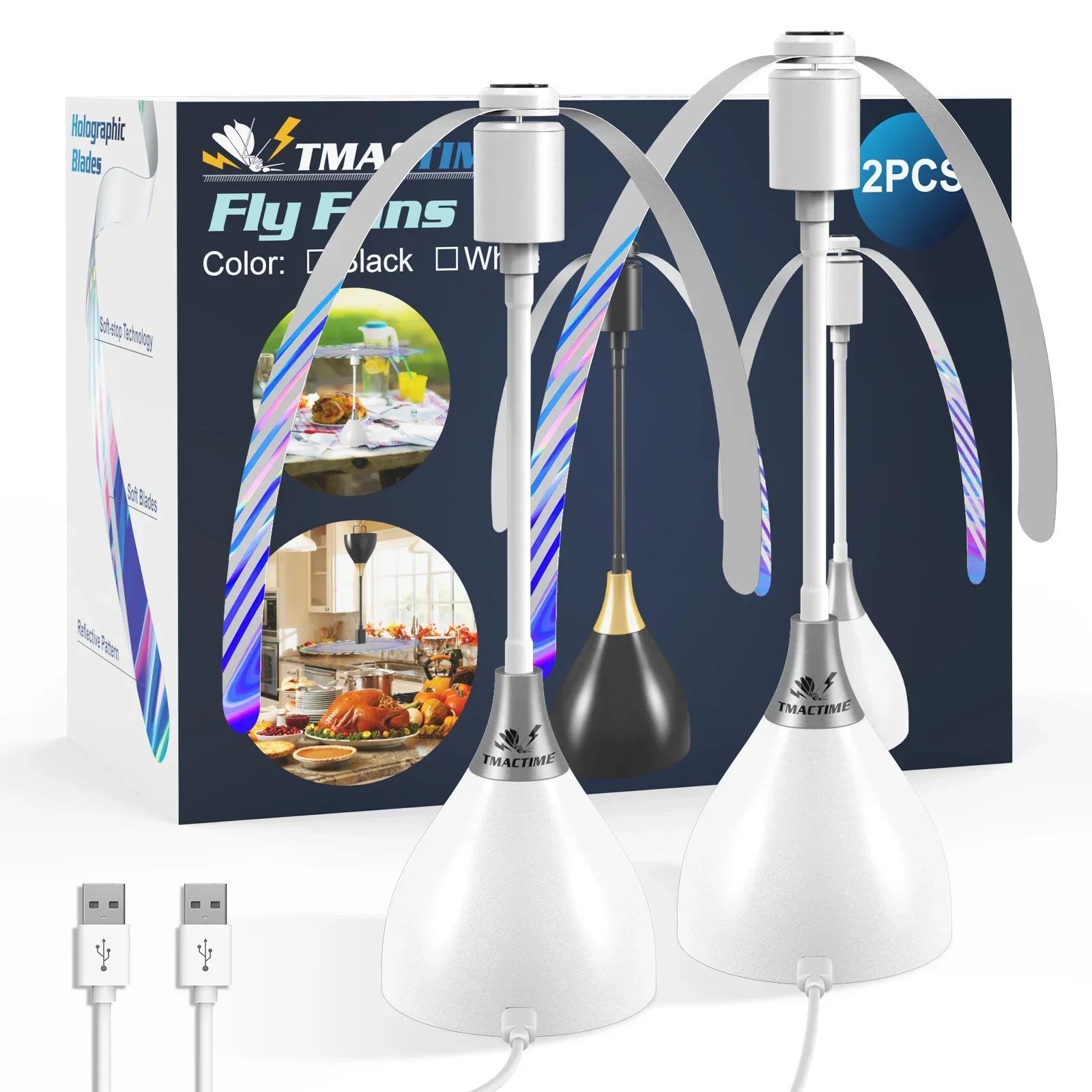 2/3pcs Fly Fans For Tables Effective Fly Repellent Fan Keeps Flies Away With Soft Blades USB Picnic BBQ Party Fly Fans image 3