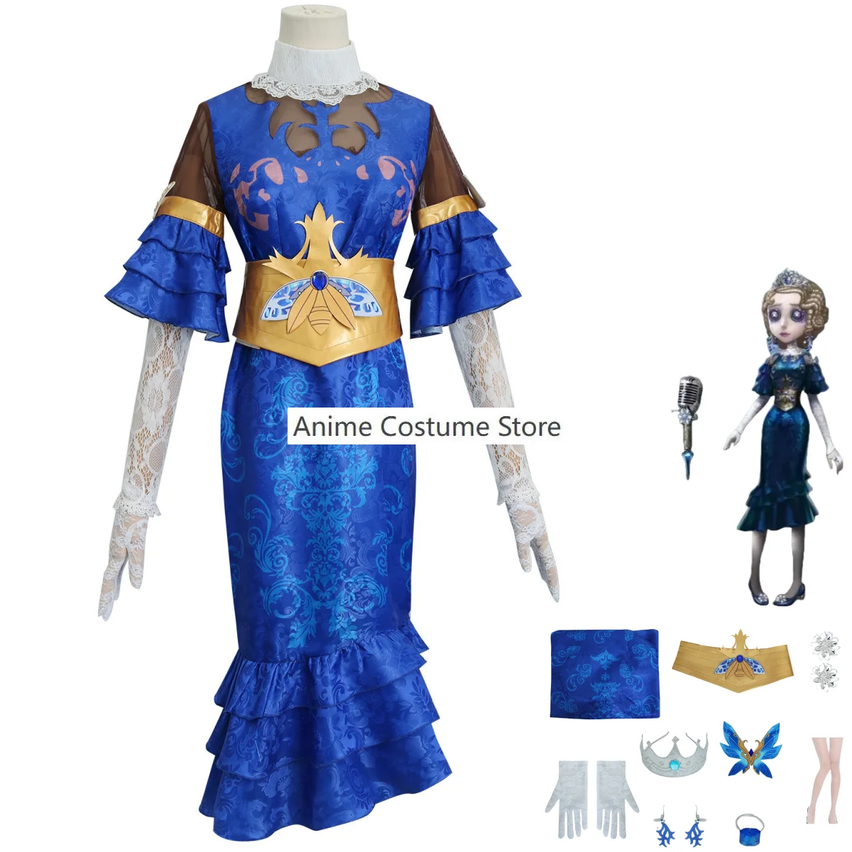 

Game Identity Ⅴ Survivors Emily Dyer Doctor Lydia Jones Cosplay Costume Doctor Firefly Blue Evening Dress Woman Sexy Party Suit