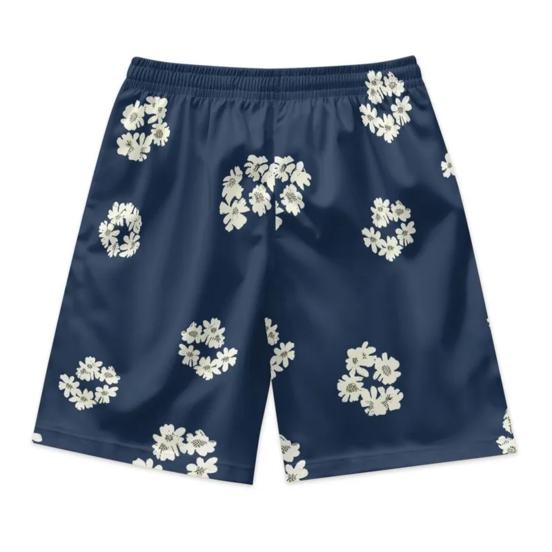 Little Flowers Print Men's Drawstring Waist Shorts Quick Dry Breathable Polyester Sport Shorts Streetwear Shorts