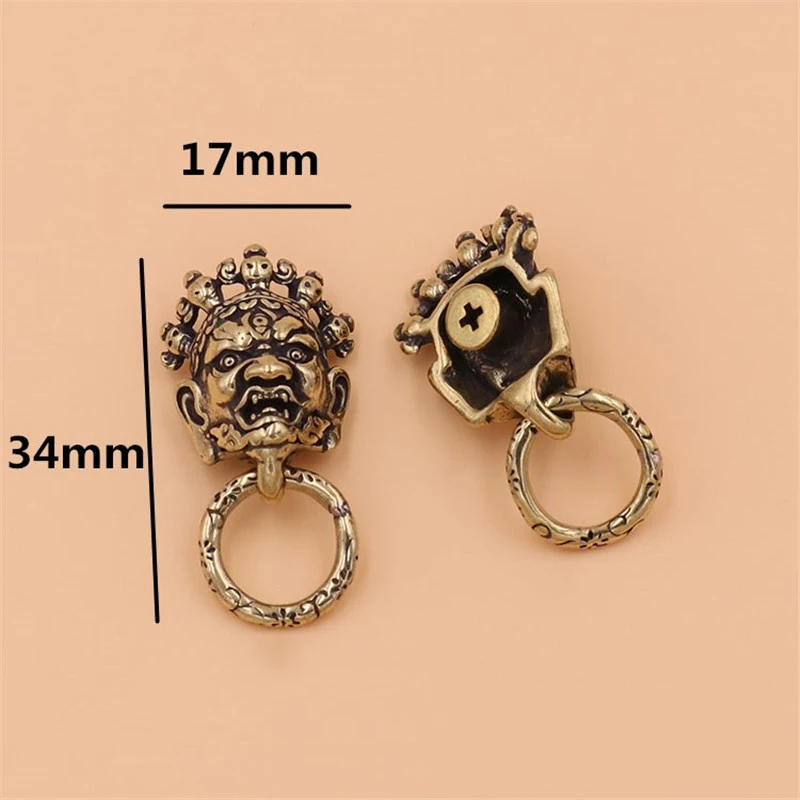 1 x Brass Japan demon devil conchos screwback material animal head design leather bag wallet chain button rivet O-ring connector