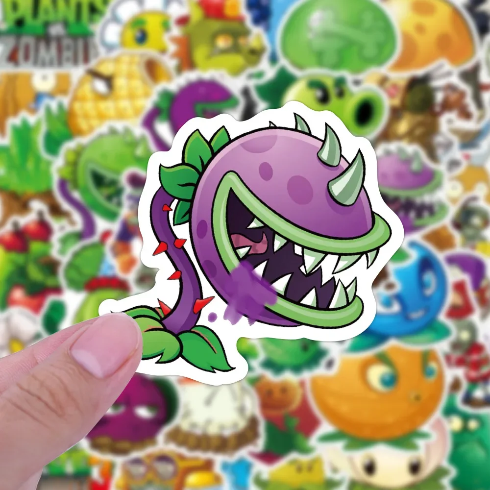 50pcs Plants Vs. Zombies Game Sticker DIY Suitcase Laptop Water Bottle Decorated Graffiti Waterproof Car Sticker Kids Toy Gift