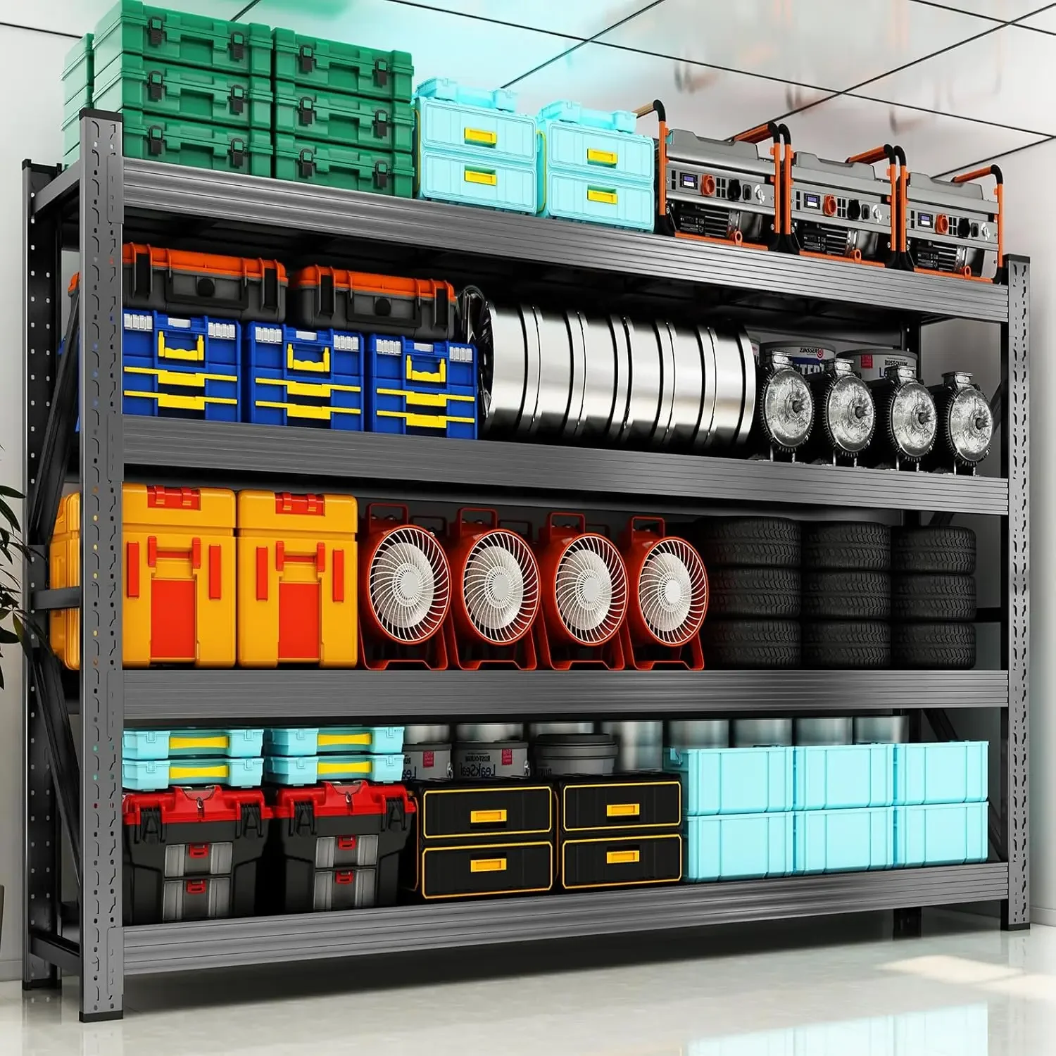 

71 Inch W 24 Inch D 71 Inch H Adjustable 5000Lbs Heavy Duty Metal Garage Shelving Unit Industrial Storage Rack For Warehouse Pan