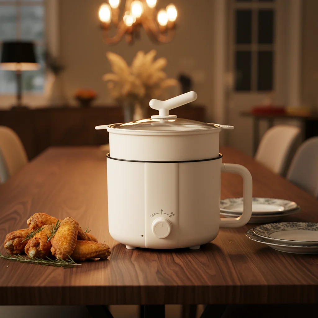 304 Stainless Steel Electric Steamer Cooker Rice Cooker 1.8L Capacity 2-Layer Design Mechanical Knob Control One-Piece Cleaning