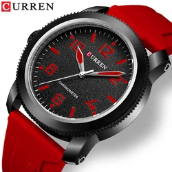 CURREN Top Brand Men's Watches with Big Numeral Dial Business Gentleman Sports Waterproof Quartz Wristwatch With Silicone Strap