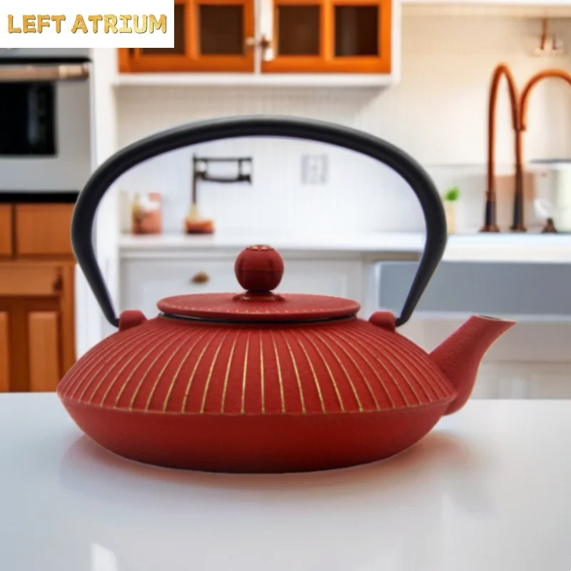 800ml Umbrella Shaped Cast Iron Teapot Filter Pot Heated Kettle Afternoon Tea Brewing Utensils Tea Kettle Water Bottle Teapots
