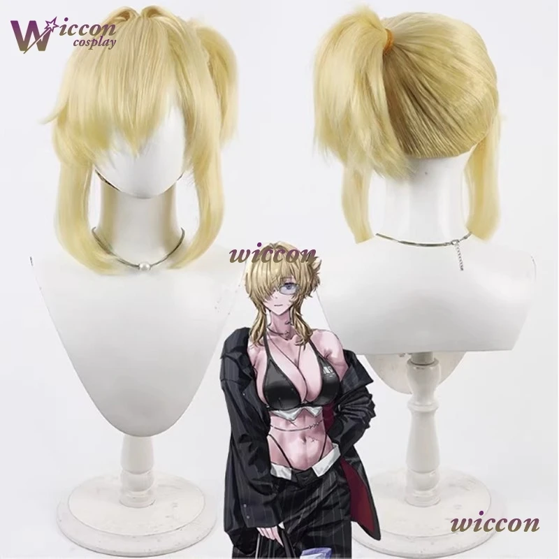 

Nino God Dess Of Synthetic Hair Grave Cosplay Wigs Grave Short Straight Blonde Ponytail Wig Heat Resistant Women Halloween