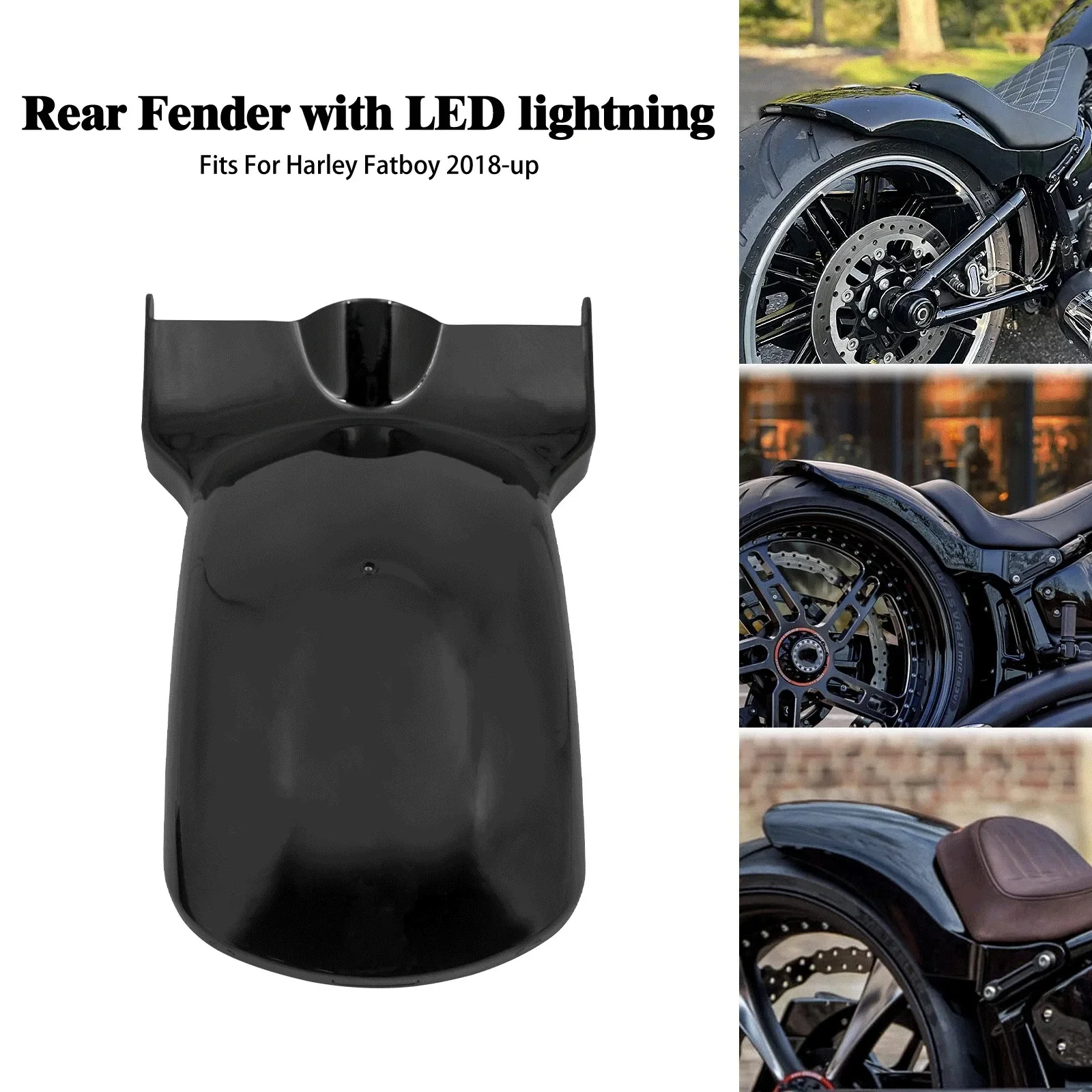 

Motorcycle Rear Fender Mudguard Cover With LED Brake Turn Signal Light For Harley Softail Fat Boy Breakout FXBRS FXDR 2018-2023