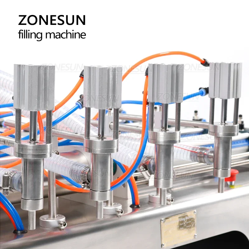 ZONESUN 4 Head Pneumatic Liquid Filling Machine Horizontal Essential Oil Water Perfume Shampoo Food Beverage Machinery