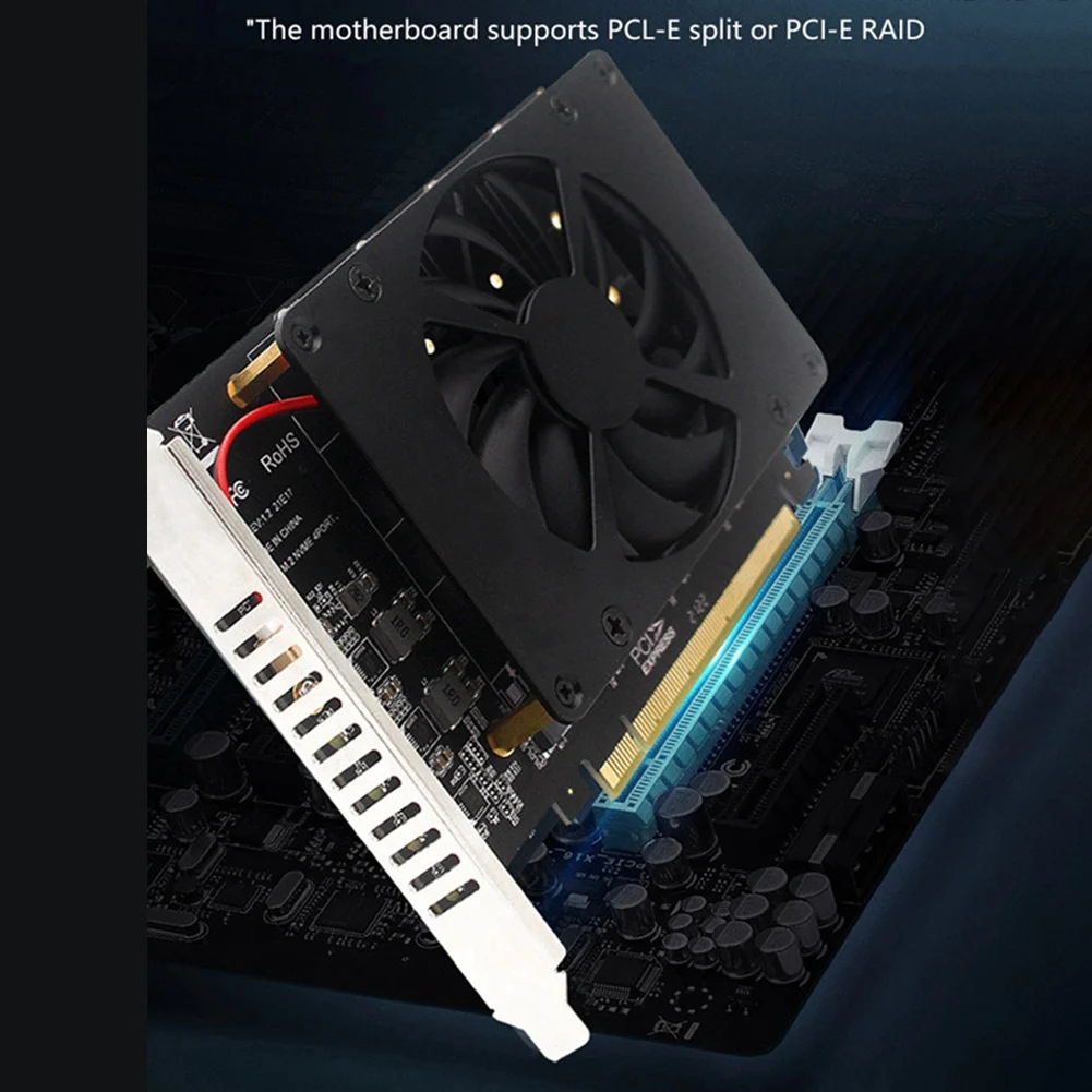 Stylish-PCIEX16 NVME M2 MKEY SSD RAID Array Expansion Adapter Card Motherboard PCIE Split Card