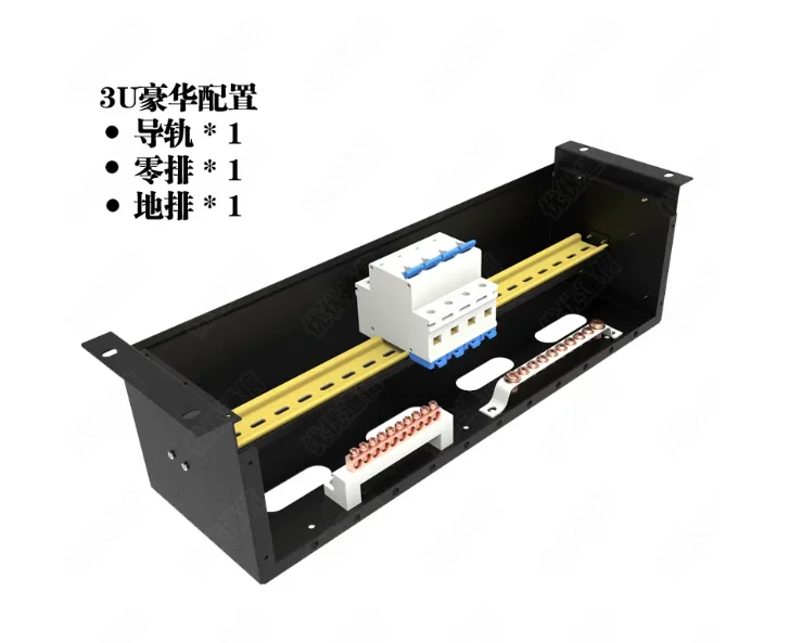3U Rackmount AC Power Distribution Unit PDU Box with Circuit Breaker, Power Strip for UPS Server Room Telecom Cabinet Equipment