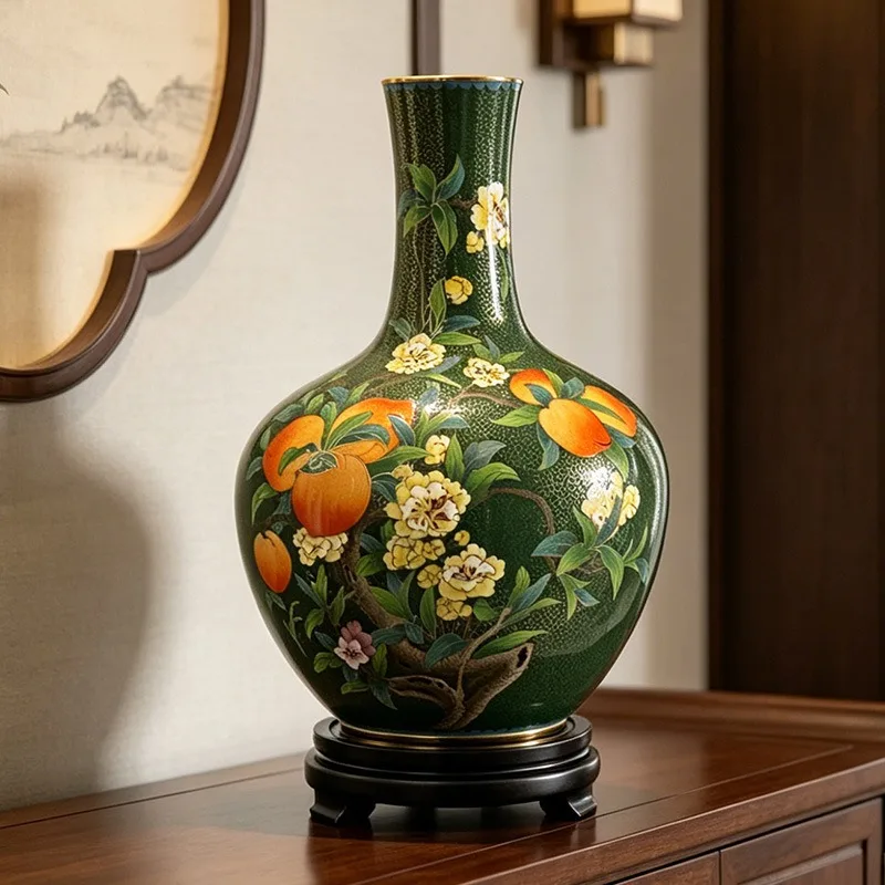 12-Inch longevity peach celestial ball bottle, copper tire filigree enamel living room bogu frame ornament