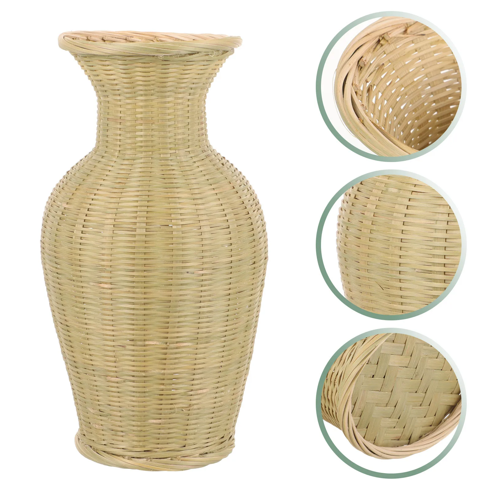 

Bamboo Woven Flower Vase Simple Chic Design Dried Flowers Holder Rustic Decor For Home Office Desk