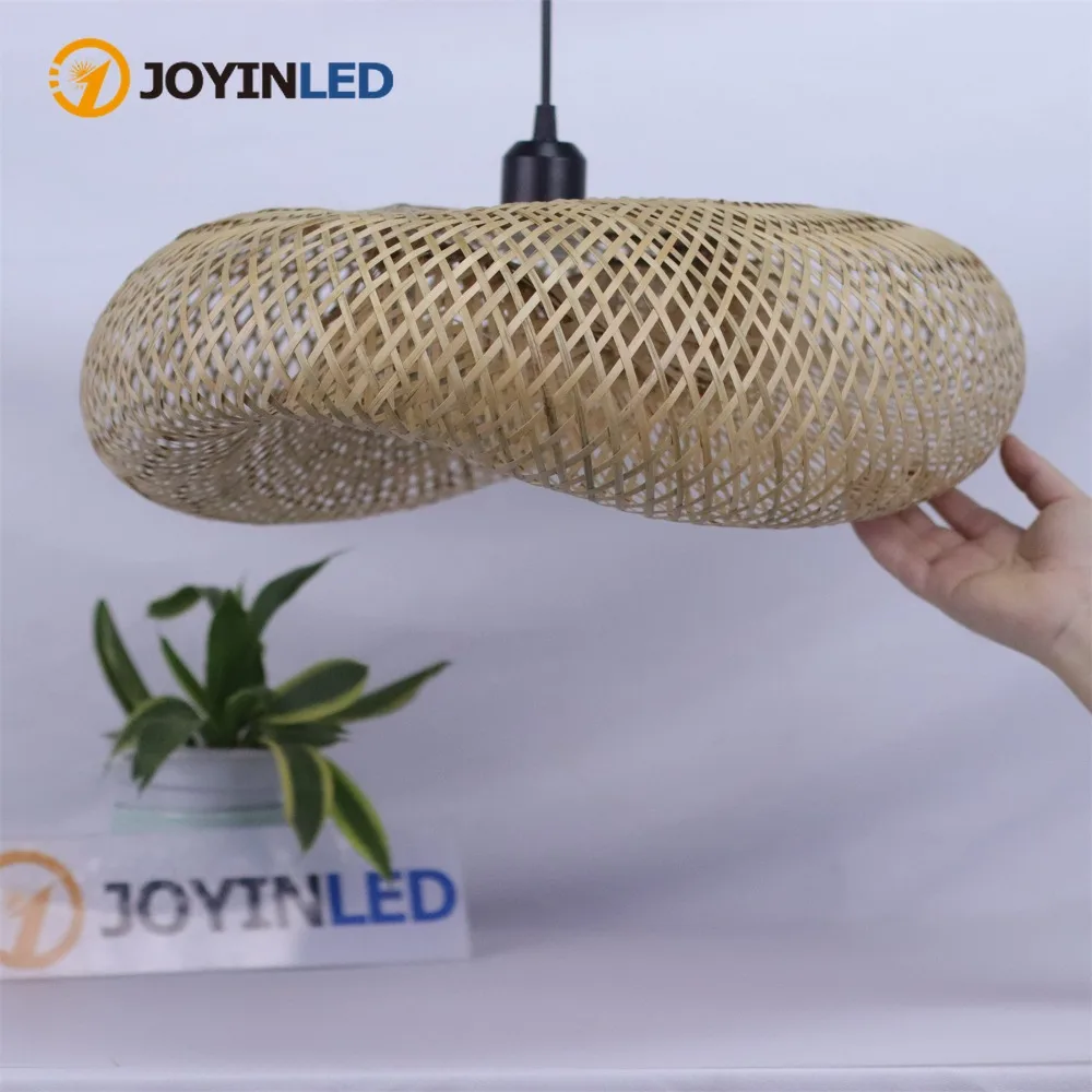 

JOYINLED бамбуковая люстра абажур из натурального бамбука из ротанга, украшение для лампы, стиль, винтажный натуральный бамбук, экологически чистая лампа ручной работы