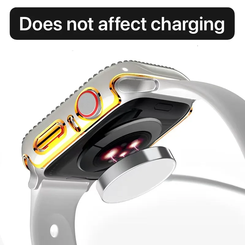 Diamond Case for Apple Watch 8 7 45mm 41mm Anti-drop Protection Case for iWatch 6 5 4 3 SE 44mm 41mm 40mm 38mm Replacement Shell