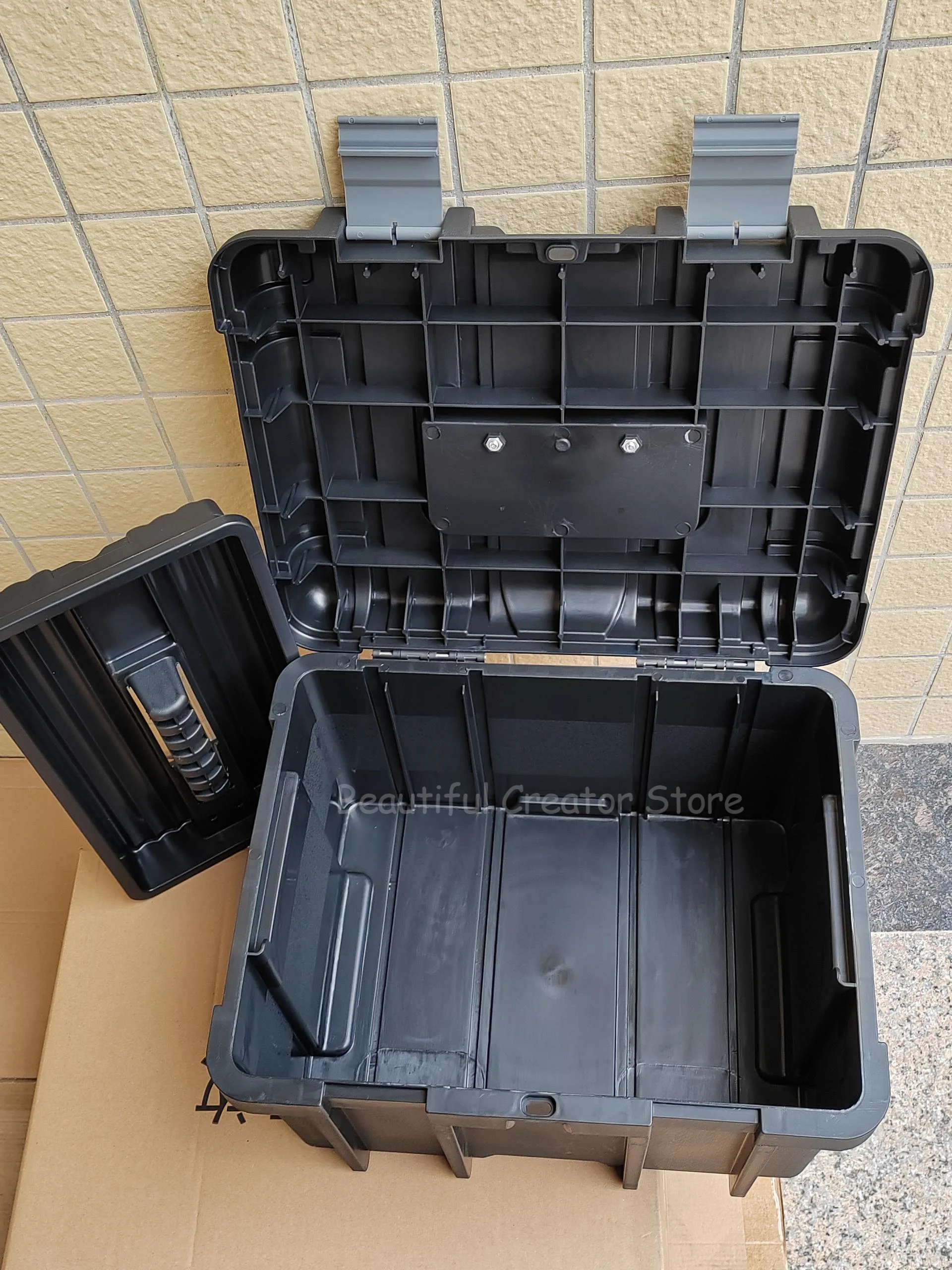 Caja organizadora de herramientas de plástico grande, estuche rígido de 2 capas, almacenamiento de herramientas de Hardware, piezas de tornillo,