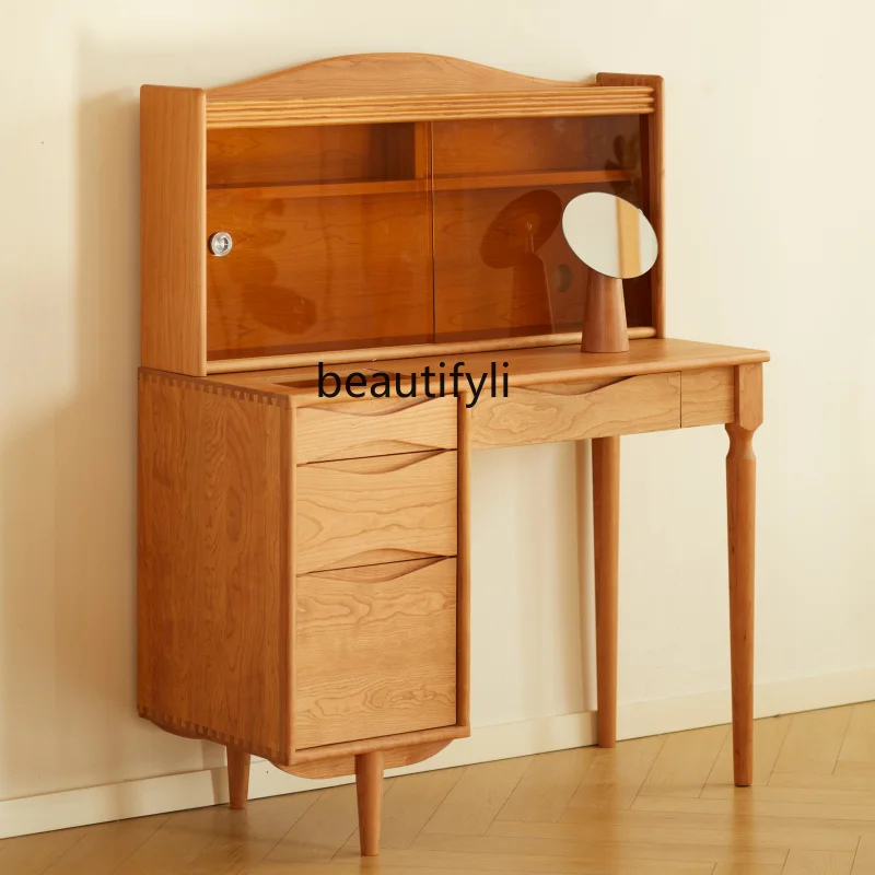 

Dresser Bedroom Solid Wood Cherrywood Retro Japanese Style Log Small Apartment Storage Makeup Table