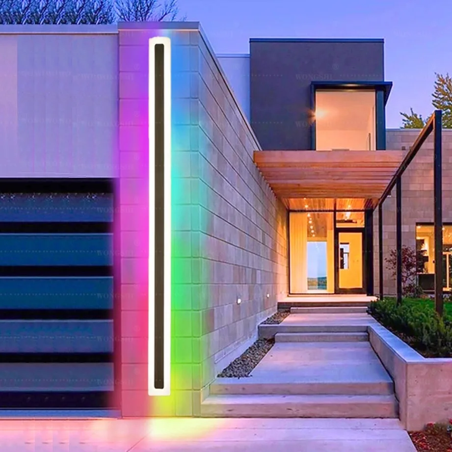 

RGB Colored Long Strip Outdoor Wall Lamp Christmas Decoration Light Bedroom Bedside Wall Sconces Living Room Home Light Fixture