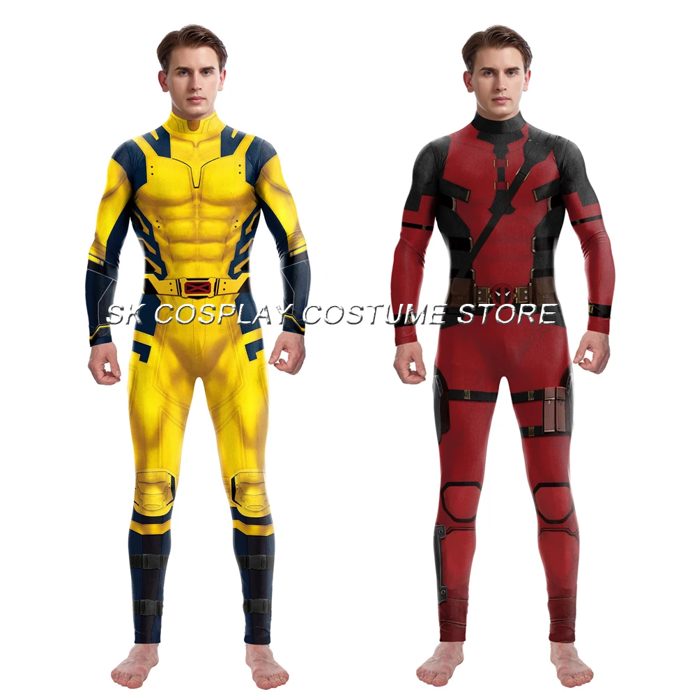 Macacão Super-herói Deadpool Cosplay para homens e mulheres, traje de Halloween, carnaval, festa Zentai, Wolverine, adultos, crianças