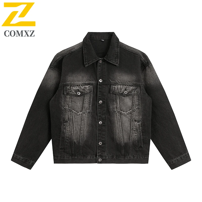 

Мужская повседневная джинсовая куртка 202, весна-осень, новый тренд, универсальная куртка со свободным воротником, городская уличная джинсовая куртка для поездок на работу, подростковая