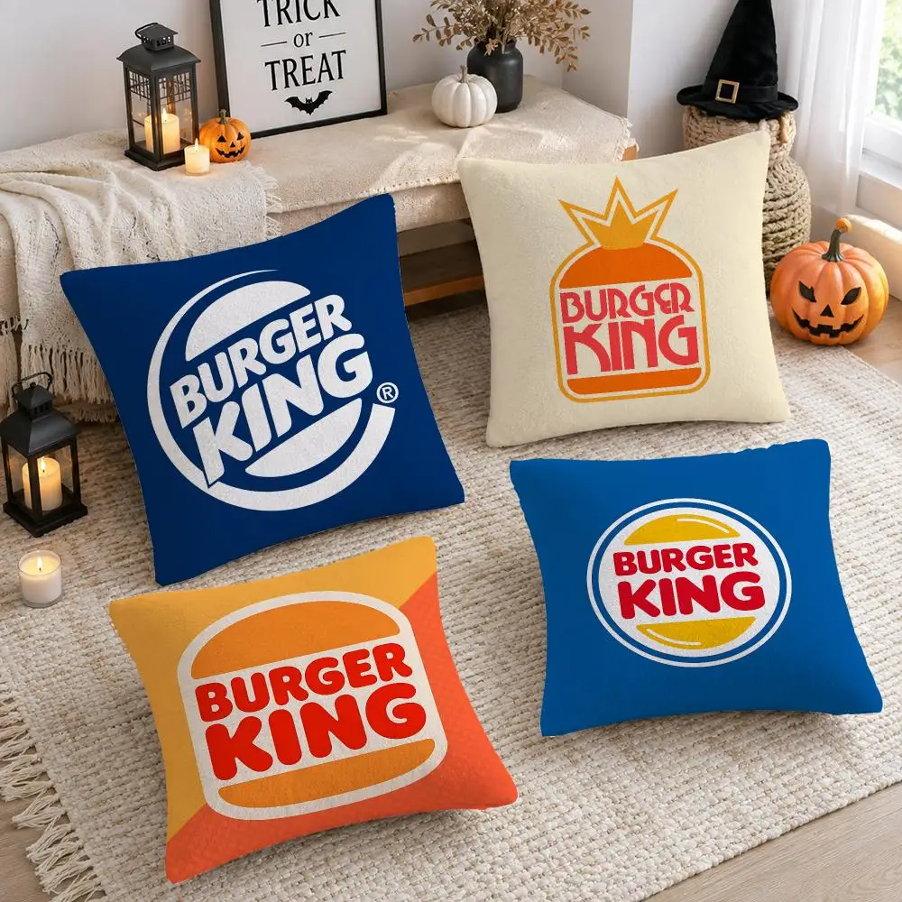 Brand B-Burger King Cushion Cover Soft Plush Cushion Case Throw Pillowcase Cozy Home Sofa Bed Living Room Decor