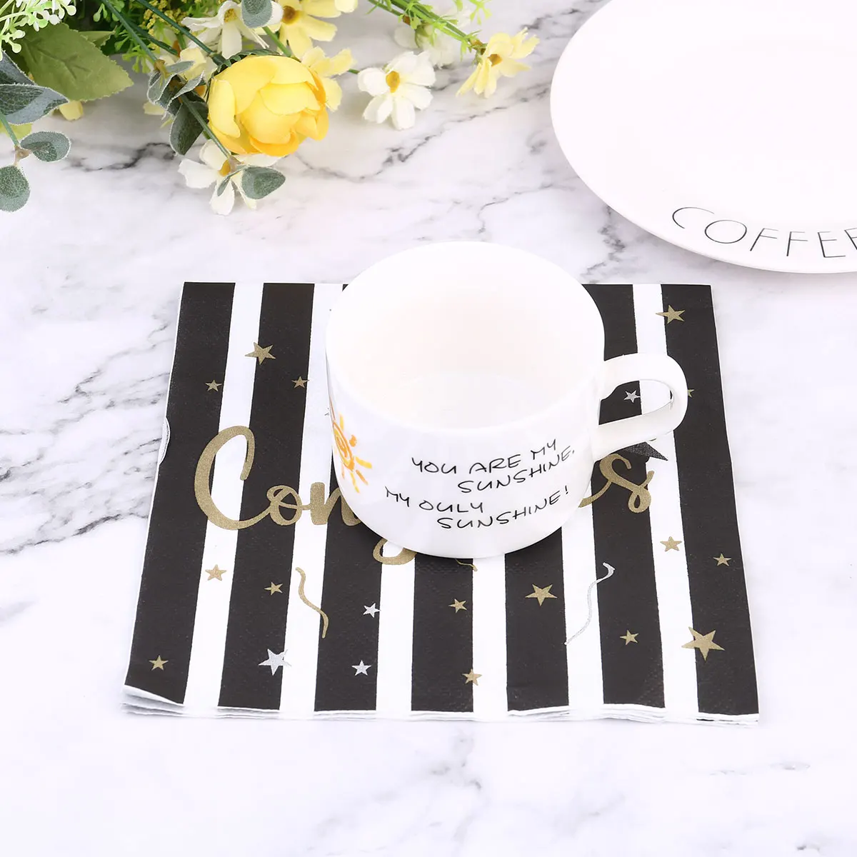 60 ورقة مناديل مطبوعة لموسم التخرج باللون الأسود الذهبي لوازم الحفلات أدوات المائدة وديكور احتفالي لأعياد الميلاد #5