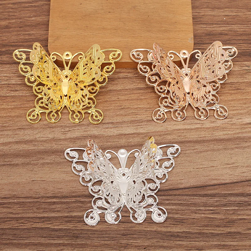 BoYuTe (20 Pieces/Lot) 75*55mm Metal Iron Filigree Butterfly Base Materials Factory Supply DIY Handmade Jewelry Accessories
