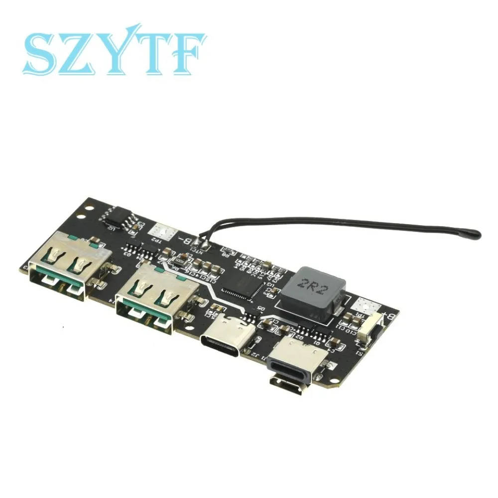 22.5W QC4.0 PD3.0 Power Bank Motherboard 5-Port USB A/C/Micro-B for DIY 18650 Li-ion