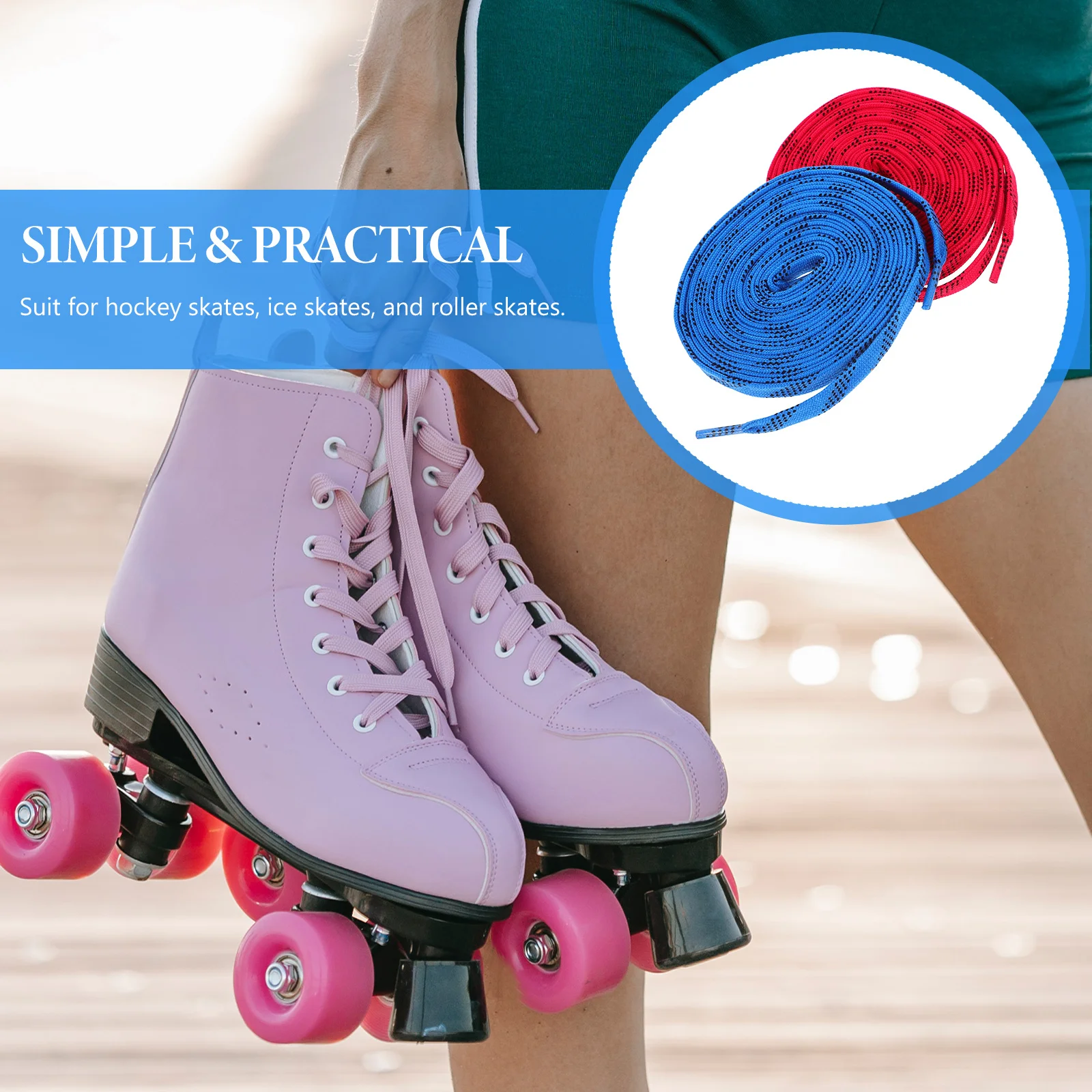 2Pairs هوكي الجليد أربطة أحذية مسطحة واسعة أربطة الحذاء للزلاجات الأسطوانة الشكل سكيت أحذية رياضية أحذية رياضية الأربطة الرياضية الملونة