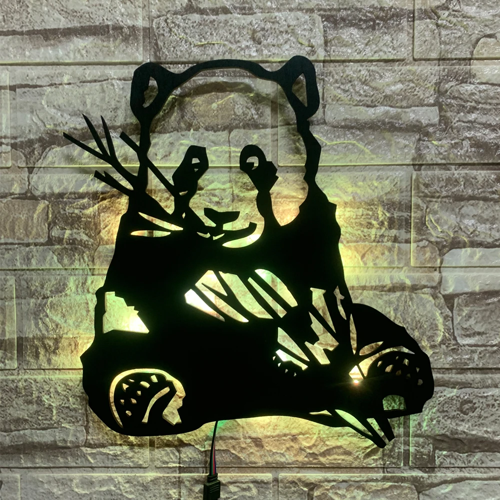 

ZK50 Hot Selling Panda Luminous Color-Changing Night Light Home Decoration LED Wall Lamp Remote Control USB Cable 2 Meters