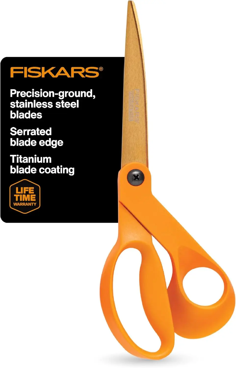 

Titanium Shop Shears, Stainless Steel Precision-Ground Scissors for All-Purpose Cutting, Garden & Yard Tool, 9-Inch Orange