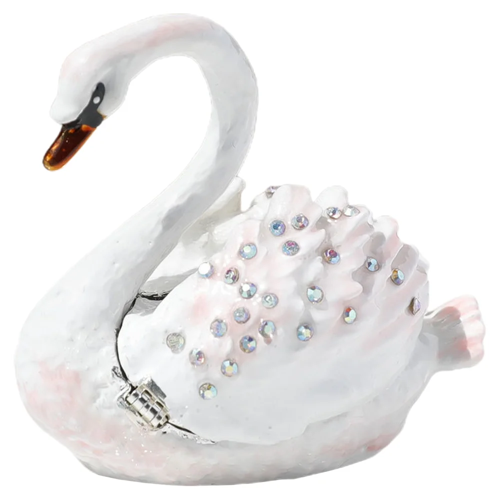 Jewelry Box Vintage Case Desktop Swan Decor Boxes for Girls Shaped Ring Holder Organizer Small Trinket Retro