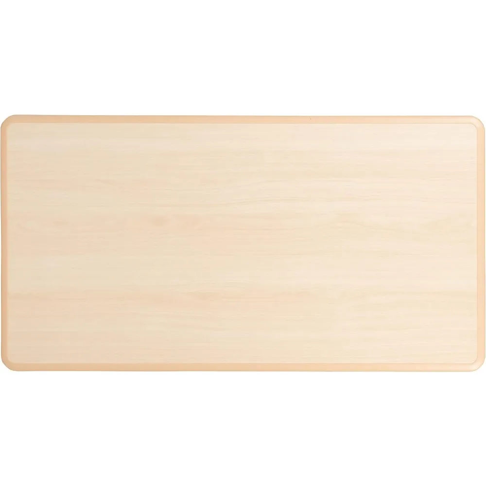 طاولة أنشطة مستطيلة من البلاستيك الطبيعي و6 كراسي، بعرض 23.625 × 47.25 طويلة، ماركة EMMA + OLIVER