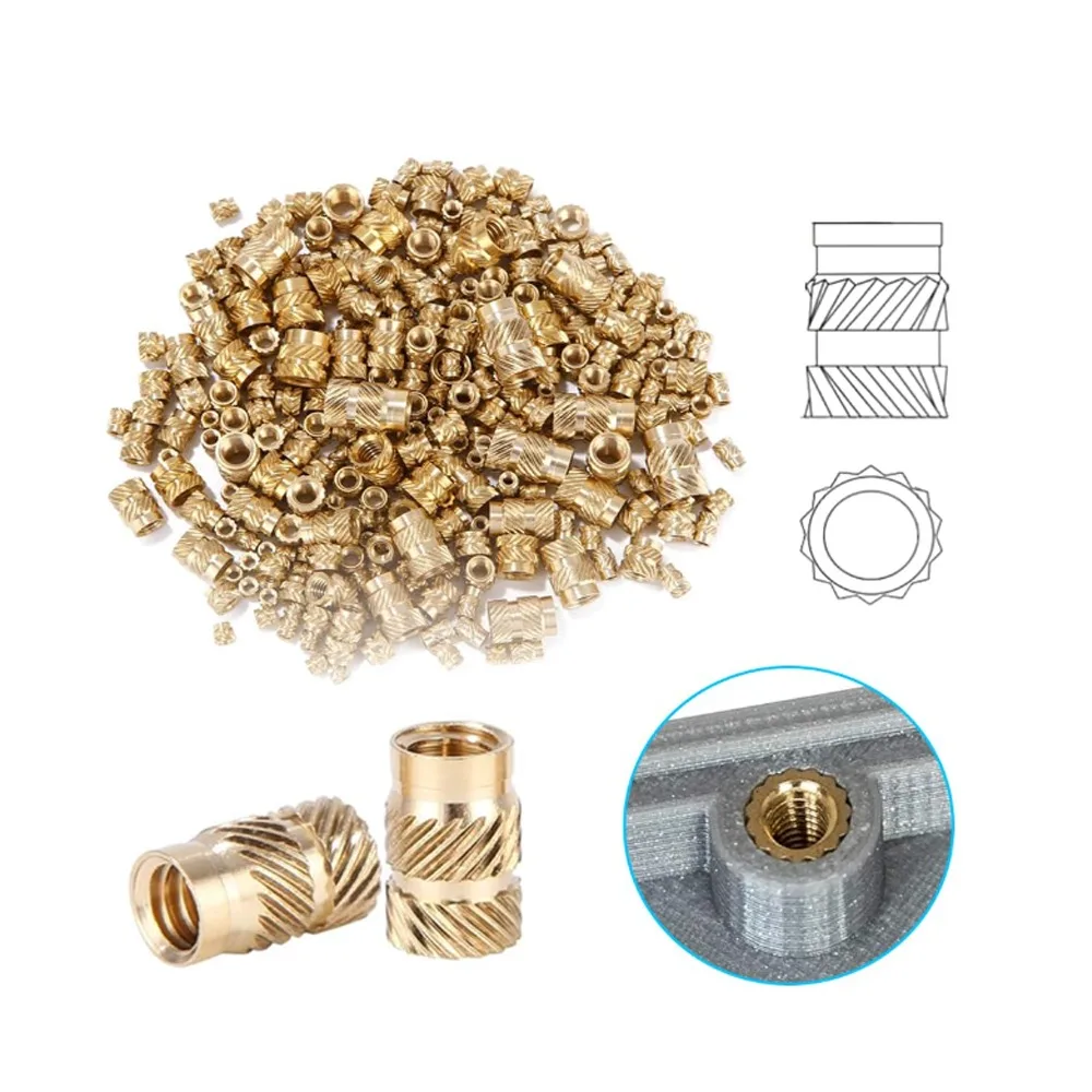 100pcs M3*4*5mm Copper Alloy Threaded Inserts Nuts Heat Resistant Knurled Thread Embed Insert Screw Nutsert for 3D Printed Parts