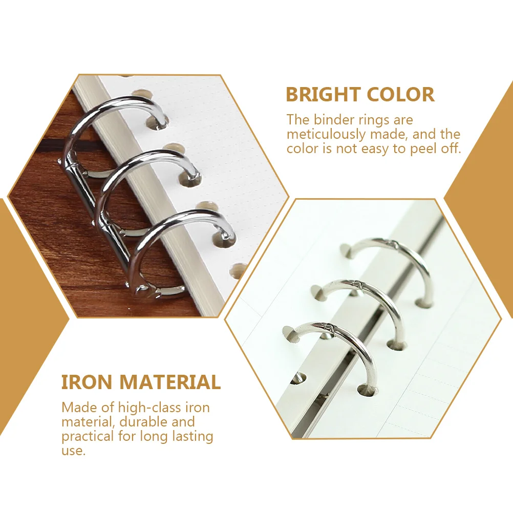 6pcs 25mm Metal Binder Rings Metal Binder Rings for Loose Leaf Notebook Practical Home Office School Use