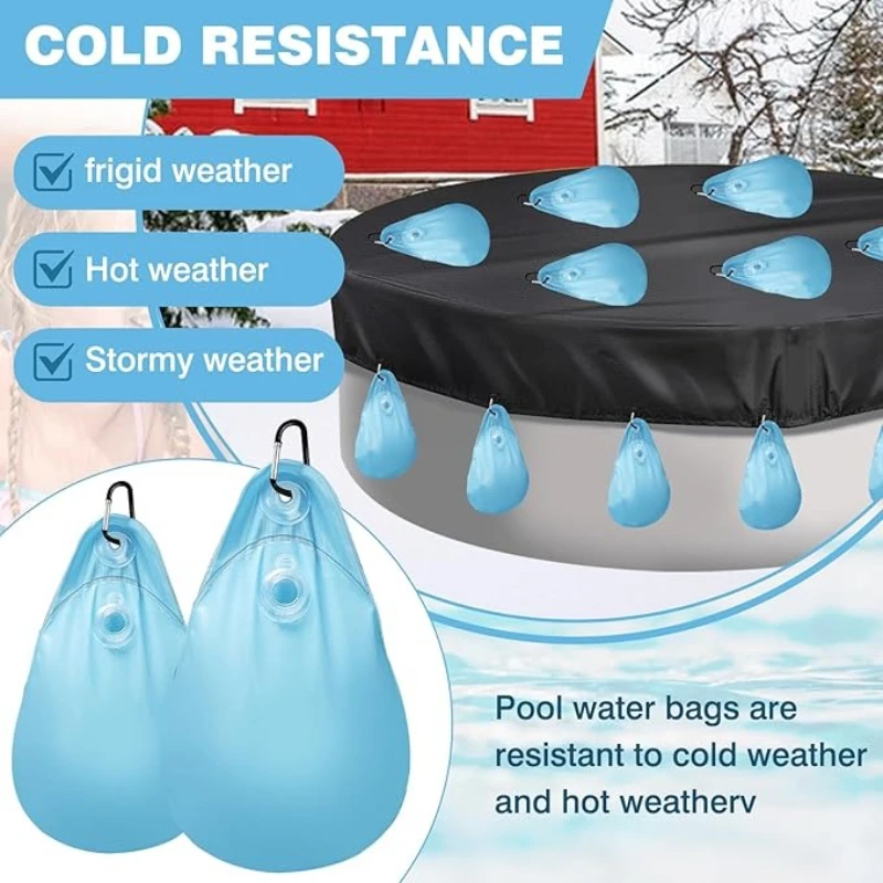 Pesos para cubierta de piscina, bolsa colgante de 23 x 34 cm, pesas rellenables para cubierta de piscina de invierno, lona para piscina de invierno, bolsa ponderada con gancho