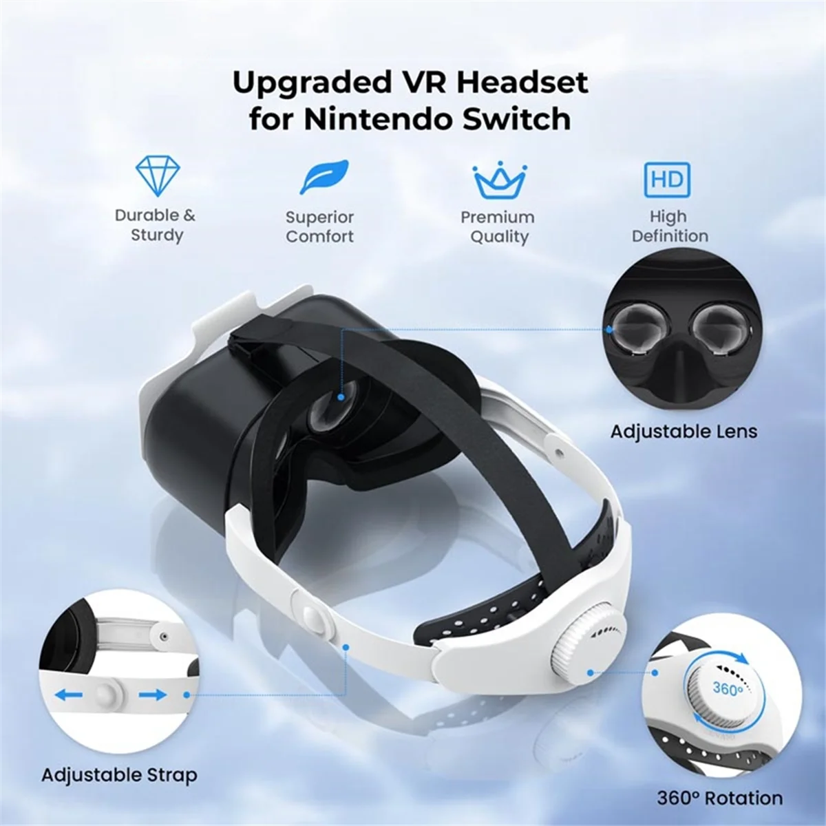 BFYL-VR Headset 3D Virtual Reality Glasses Adjustable Headband 3D VR Virtual Reality Glasses for Nintendo Switch & OLED