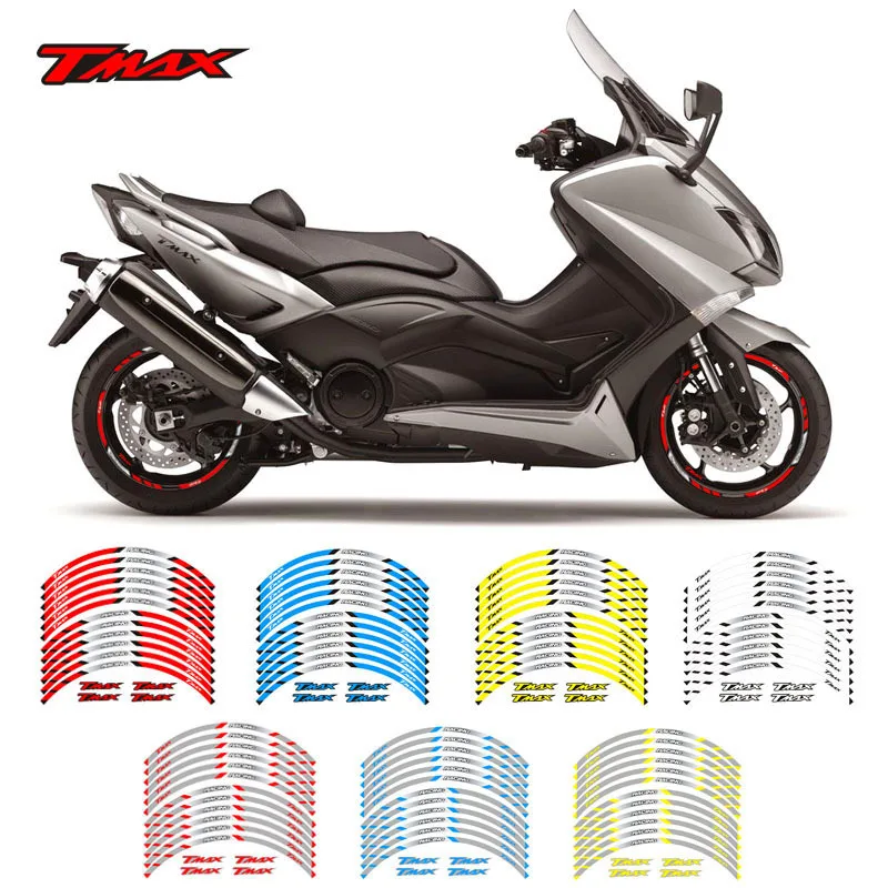 For YAMAHA TMAX530 Motorcycle Accessories Sticker Wheels Reflective Stripe Tape Rim Tire Decorative Decals Set