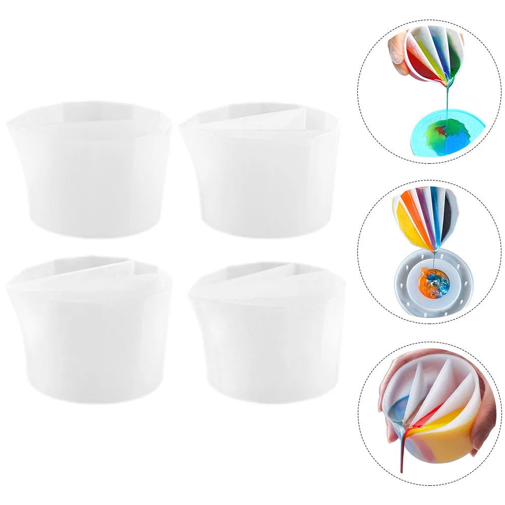 4pcs Silicone Mixing Cups For Resin Art Diy Epoxy Crafts Pigment Holder Color Mixing Cup Practical Tool Kit Jewelry Making